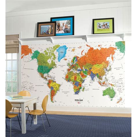 Free Download World Map Wall Mural Countries Wallpaper Accent Decor