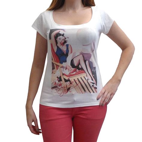 Pin Up Girl T Shirt Femme Imprime Blanc In T Shirts From Womens