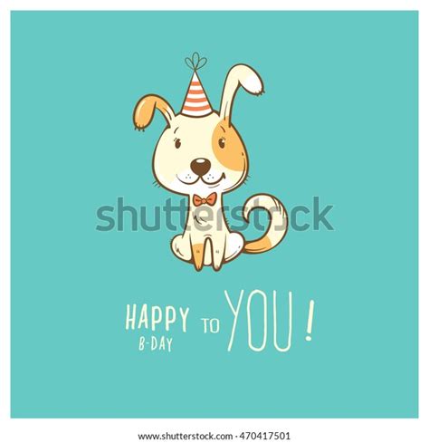 Birthday Card Cute Cartoon Dog Party Stock Vector Royalty Free 470417501