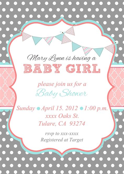 Baby Girl Shower Invitation By Mmcarddesigns On Etsy