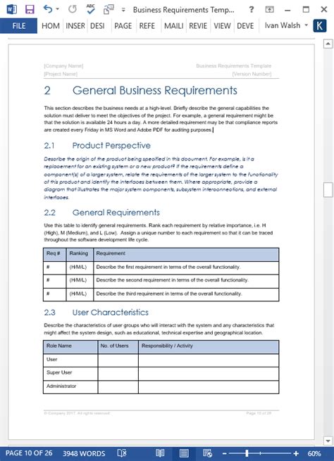 Functional Requirements Template Excel