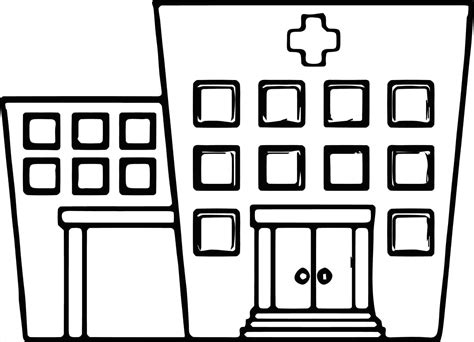 The modern and large hospital coloring pages are just waiting for you to color including various themes like green hospital, symmetry architecture hospital. Hospital Coloring Pages