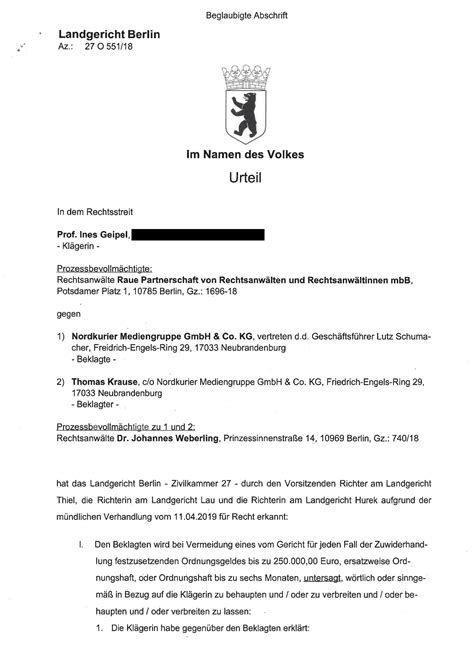 07 Mai 2019 Lg Berlin Urteil Zum Nordkurier Doping Opfer Hilfe Ev