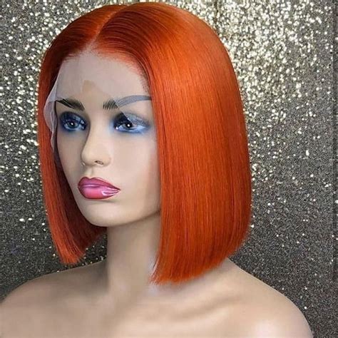 14 Inch Lace Frontal Handmade Orange Bob 100 Indian Human Ha In 2021