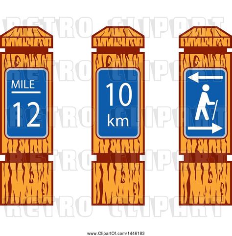 Vector Clip Art Of Wooden Hiking Mile Marker Signs By Patrimonio 45681
