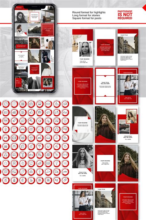 Bright red instagram templates | Instagram template, Instagram feed layout, Instagram grid design