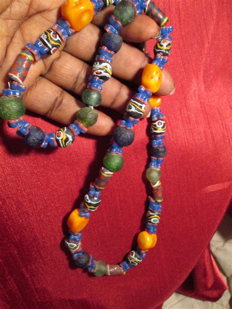 African Trade Beads Handmade Necklace African Tubular Beads