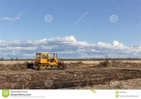 Orange Bulldozer Stock Photo Image Of Blue Dirt Excavation 55356058
