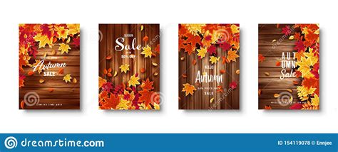 Autumn Falling Leaves Banner Set Nature Background With