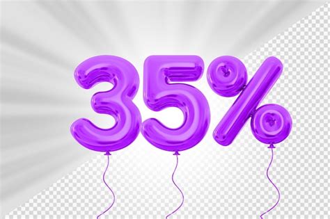 Premium Psd 35 Percent Purple Balloon With Red Offer In 3d