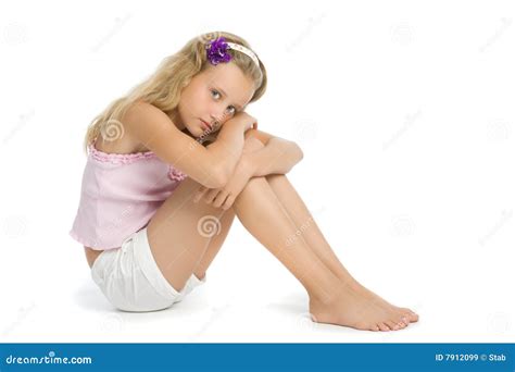 pretty sad teenage girl sit on floor stock image 7912099