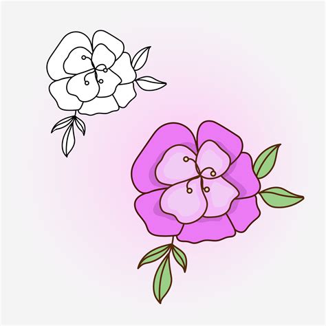 Drawing Of Blooming Flower Vector Flat Illustration Icon Sticker
