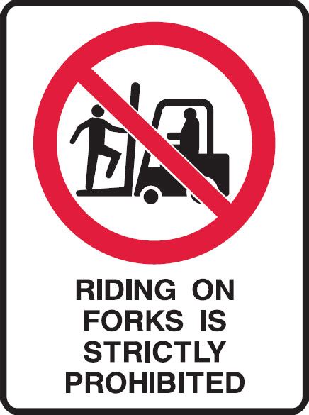 Forklift Safety Signs Riding On Forks Is Strictly Prohibited Wpicto