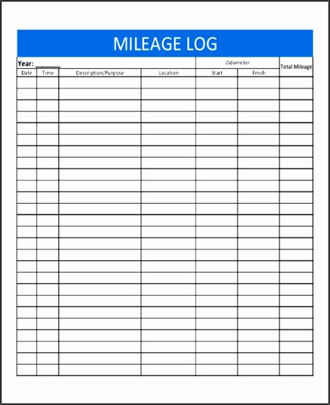Mileage Log Excel Template