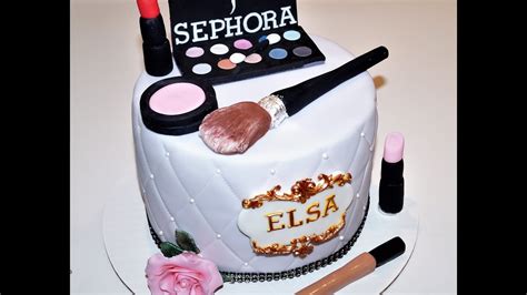 Cosmetics make up cake with chocolate pearls by cakes stepbystep. Cake decorating tutorials | how to make fondant Makeup ...