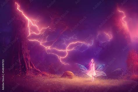 Fantasy Concept Portrait Of The Fairy In The Magic Forest With A Lot Of