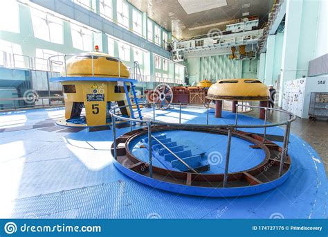 Turbines In The Main Engine Room Of The Zeya Hydroelectric Station Editorial Photo Image Of