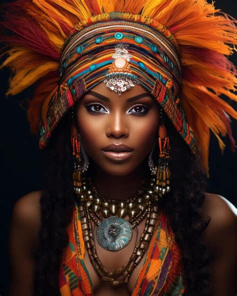 Premium Ai Image Stunning African Woman With Headdress And Ethnic Dress