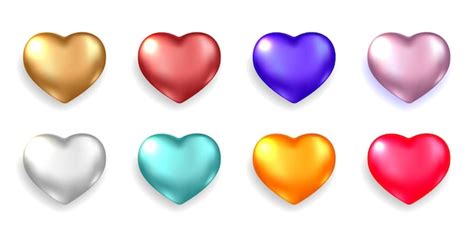 Premium Vector Set Of Realistic 3d Hearts Isolated