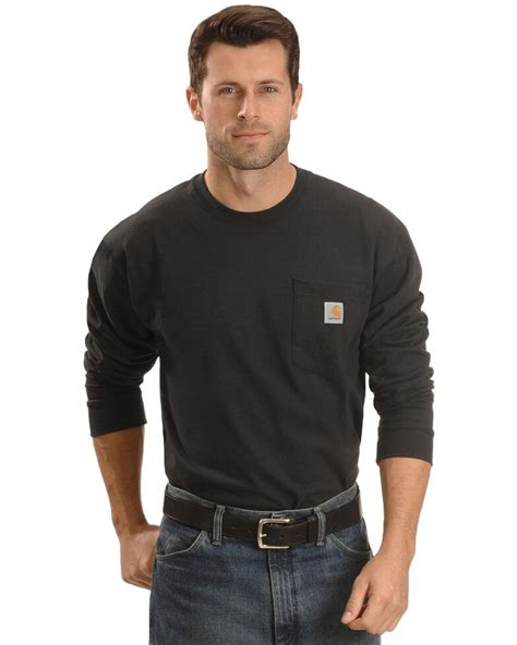 Carhartt Mens Solid Pocket Long Sleeve Work T Shirt