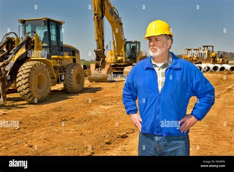 Highway Construction Worker And Equipment Stock Photo Alamy