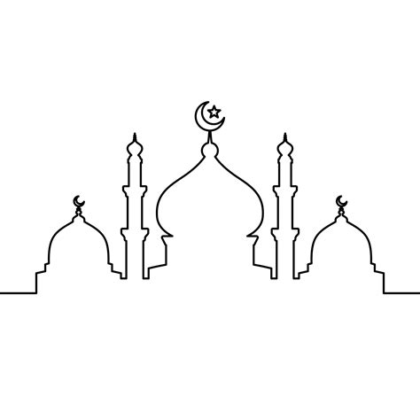 Mosque Line Art Vector Minimalist Design Islamic Ornament Background