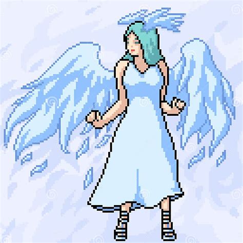 Pixel Art Of White Angel Pretty Stock Vector Illustration Of Icon