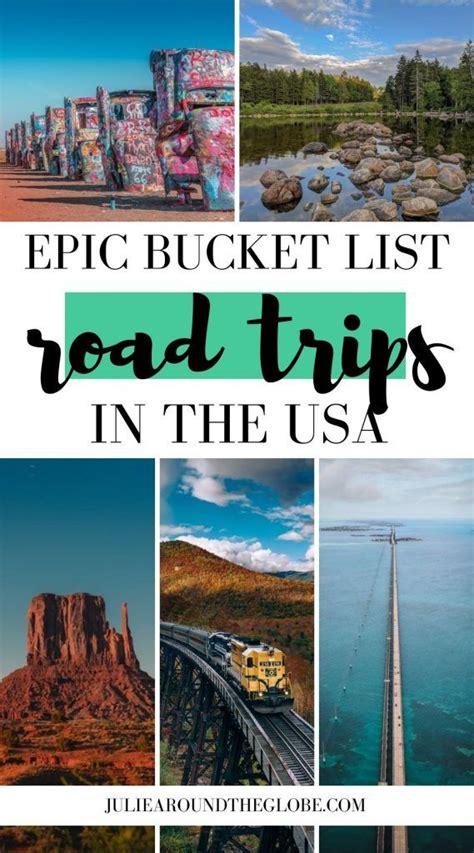 The Road Trip In The Usa With Text That Reads Epic Bucket List Road
