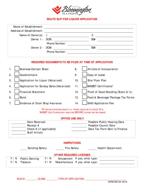 Fillable Online Liquor License Application Packet 2019 Fax Email Print