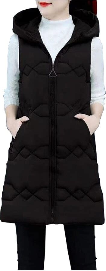 Amz Women S Longline Padded Hooded Gilet Shopstyle Jackets