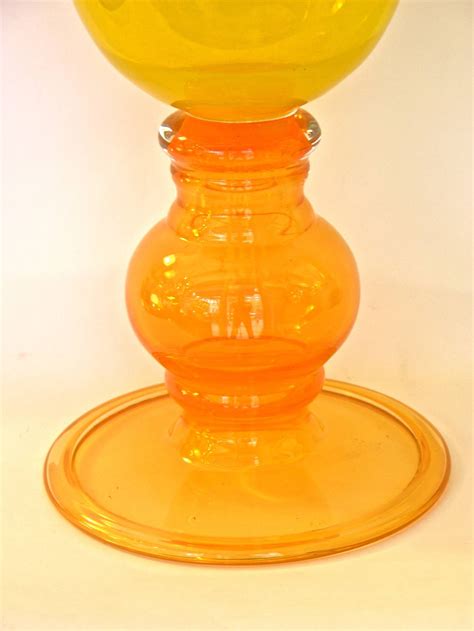 1970s Monumental Art Glass Vase In Yellow And Orange Blown Murano Glass At 1stdibs