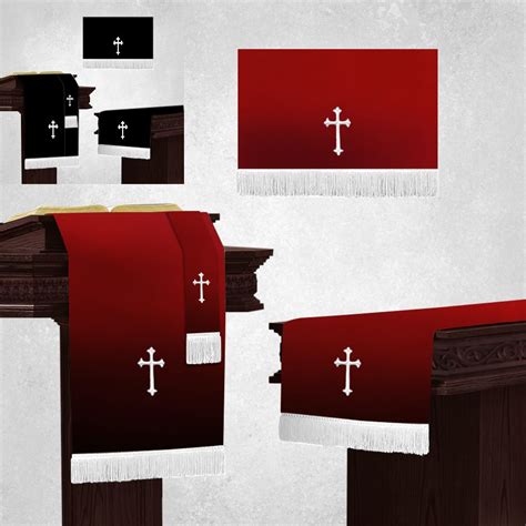 Altar Parament Set With Table Runner In Blackburgundy With White