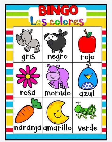 Bingo Para Trabajar Los Colorespage 0001 Orientación Andújar