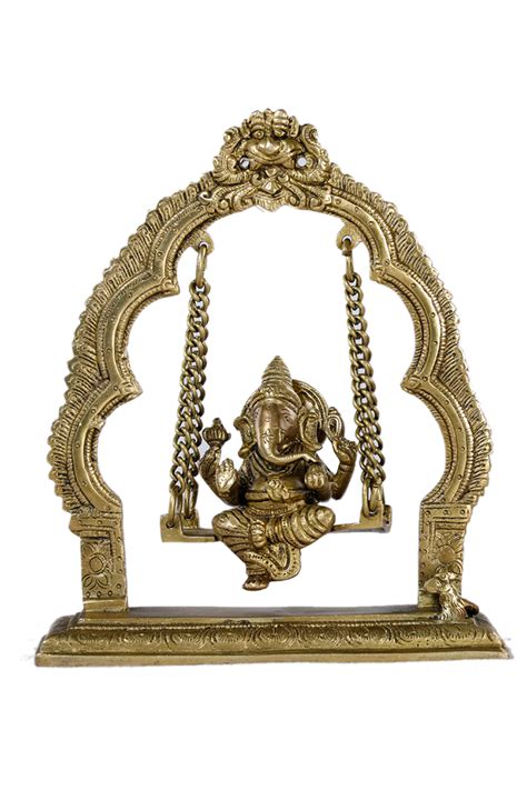 Brass Ganesh Sitting On Swing