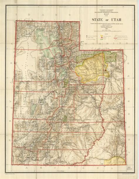 Old World Auctions Auction 124 Lot 297 Map Of The State Of Utah