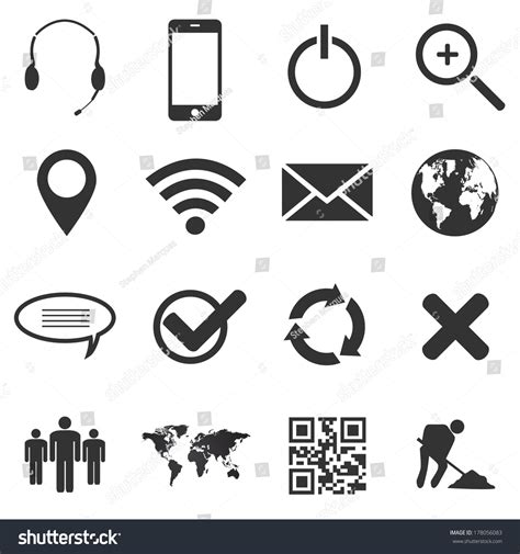 Web And Mobile Icons Set Stock Vector Illustration 178056083 Shutterstock