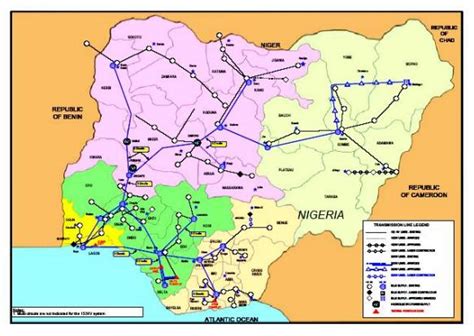 Map Of Nigeria Showing The 330kv And 132kv Transmission Line Hon