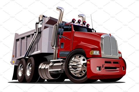 Vector Cartoon Dump Truck Custom Designed Illustrations ~ Creative Market
