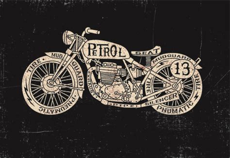 Motorcycle Retro Posters Creative Vector Graphics Vectors Graphic Art