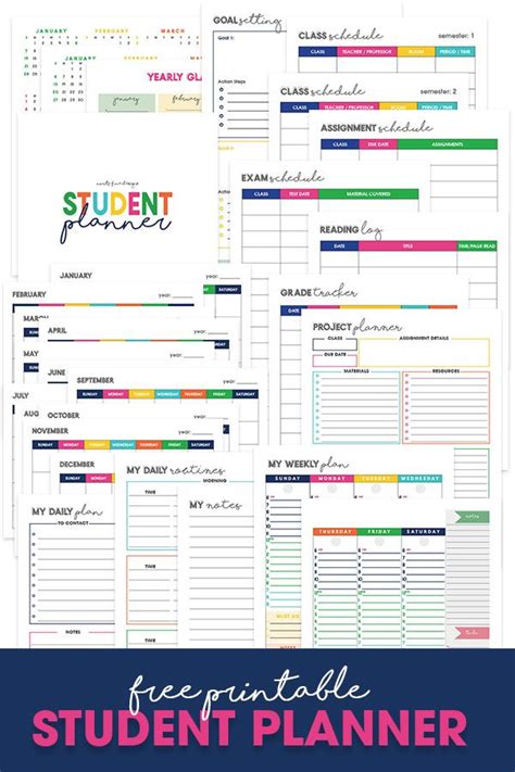 20 Student Weekly Planner Template