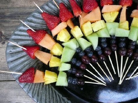 Pretty Party Appetizers Fruit On A Stick Fruit Kebabs Engagement