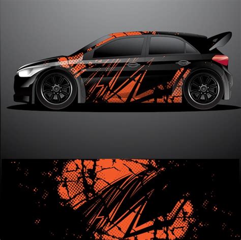 Rally Car Decal Graphic Wrap Abstract Design Premium Vector