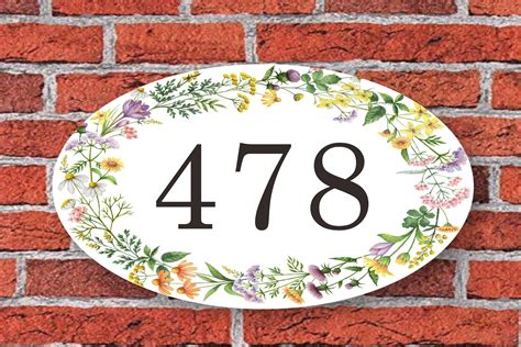 Colorful House Number Sign Flower Address Plaque Custom Etsy