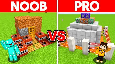 Minecraft Noob Vs Pro Safest Security House Build Challenge Youtube