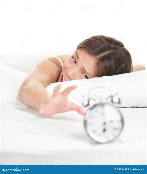 Alarm Clock Woman Waking Up Late In Bed Stock Image Image Of Alarm Clock 15164885
