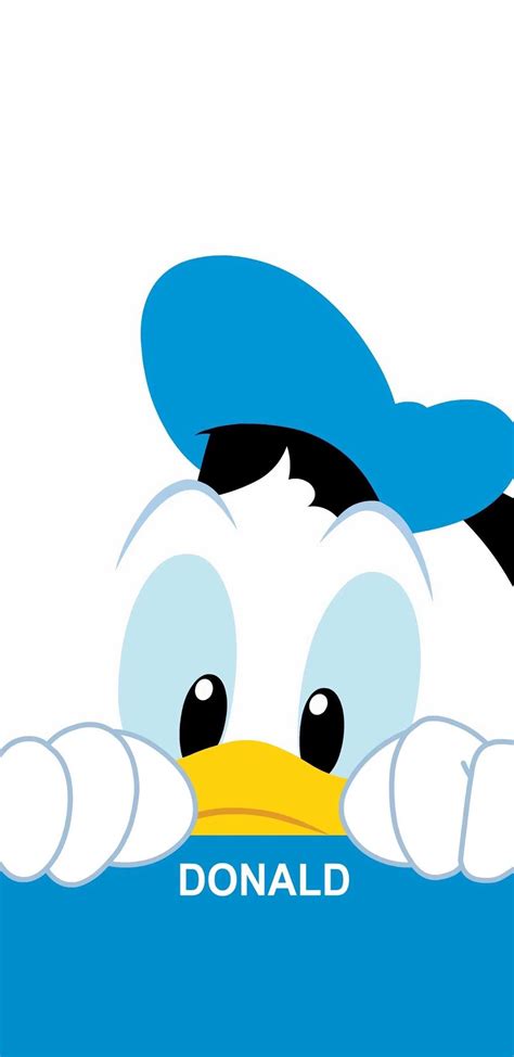 A Cartoon Duck With A Blue Hat On Its Head Peeking Out From Behind A