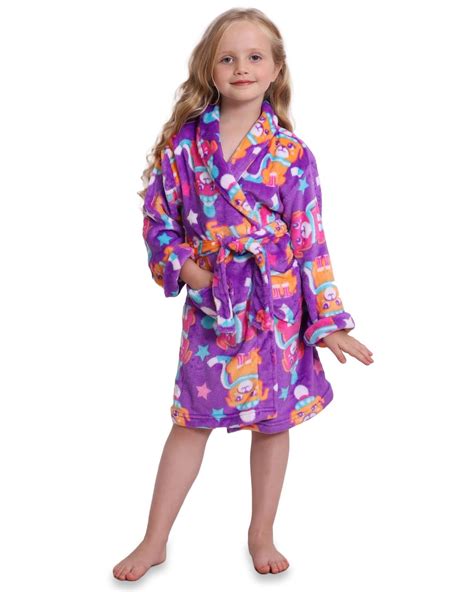 Komar Kids Girls Bathrobe Kids Plush Robe Velvet Sleepwear Purple