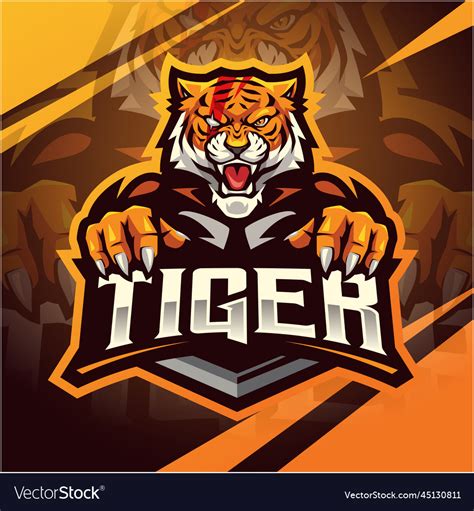 Tiger Esport Mascot Logo Design Royalty Free Vector Image