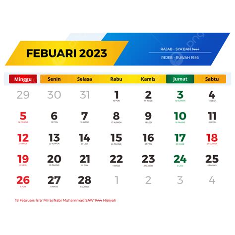 Calender Fevereiro 2023 Lengan Tanggal Merah Cuti Bersama Jawa Dan
