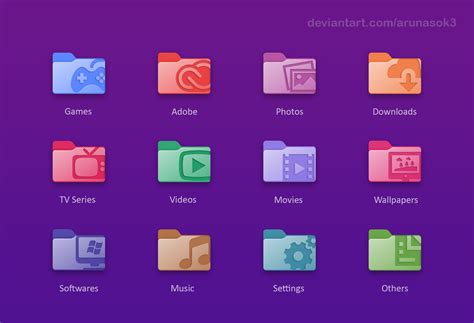 Windows Coloured Folder Icons By Arunasok On Deviantart Images The